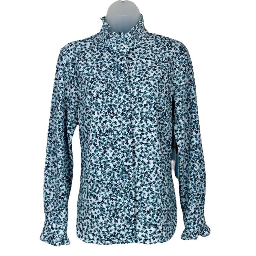 CeCe Blouse Ruffled Button Front Long Sleeve Top